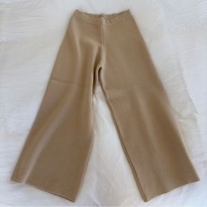 Long wide beige knit pants